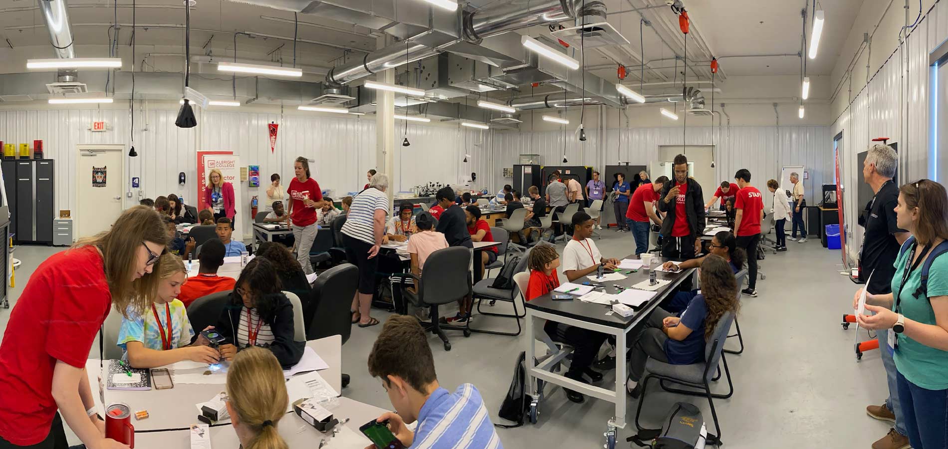 A wide view of the SRI facilities and STEM YEA students at work